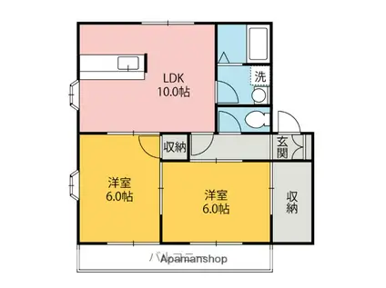 グリーンヴィラ(2LDK/2階)の間取り写真