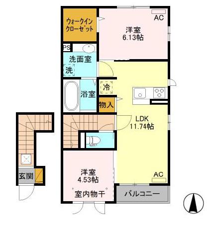 エスペランサⅡ(2LDK/2階)の間取り写真