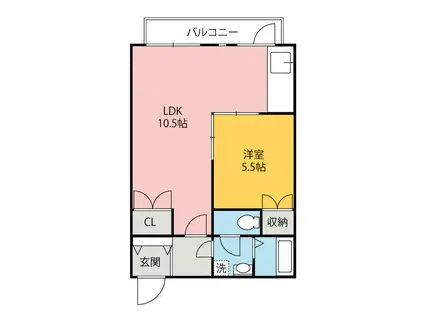 シャロウ・イン(1LDK/1階)の間取り写真