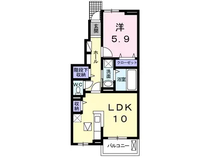 アベリア(1LDK/1階)の間取り写真