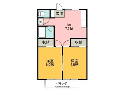 グレースハイム(2DK/1階)の間取り写真