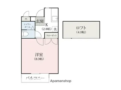 シャトル・ミナミ・ハイツ(1K/2階)の間取り写真