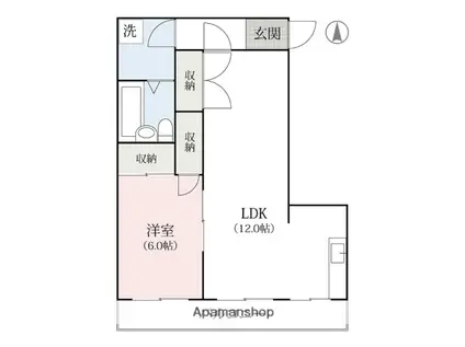 LARA荒牧(1LDK/3階)の間取り写真