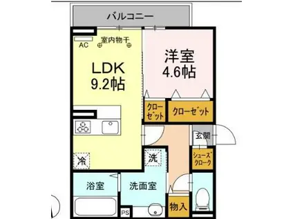 D-ROOM紅雲町A(1LDK/2階)の間取り写真