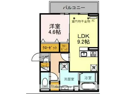 D-ROOM紅雲町B(1LDK/2階)の間取り写真