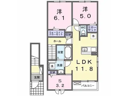 リバーサイド広瀬(2LDK/2階)の間取り写真