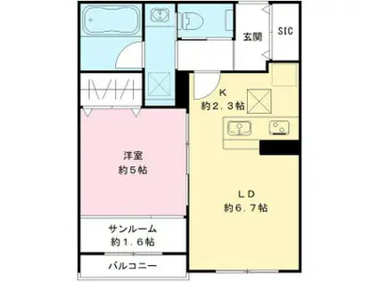 総社 M アネックス(1LDK/1階)の間取り写真