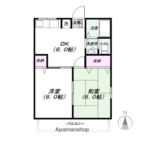 レトア縄文B(2DK/2階)の間取り写真