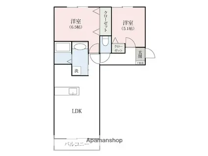 上毛電気鉄道上毛線 三俣駅 徒歩24分 3階建 築1年(2LDK/1階)の間取り写真