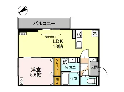 フェリーチェ MAEBASHI(1LDK/2階)の間取り写真