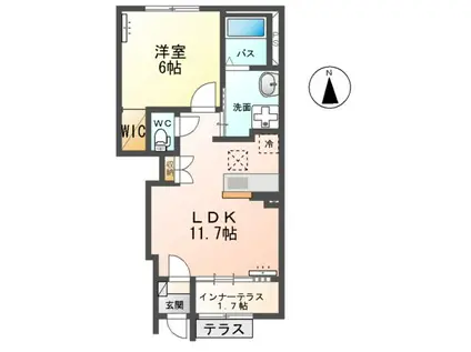 ピパトール(1LDK/1階)の間取り写真