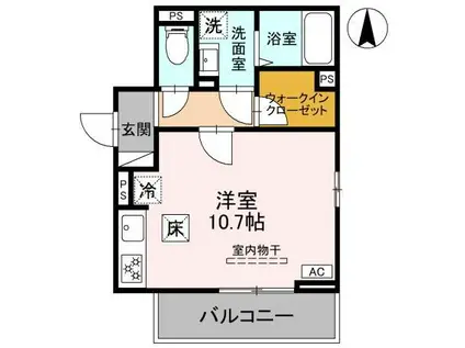 LA CHANCE(ワンルーム/1階)の間取り写真