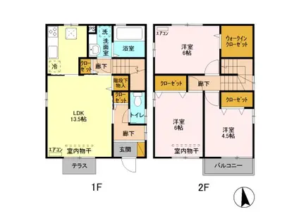 湘南新宿ライン高海 前橋駅 徒歩25分 2階建 築11年(3LDK)の間取り写真