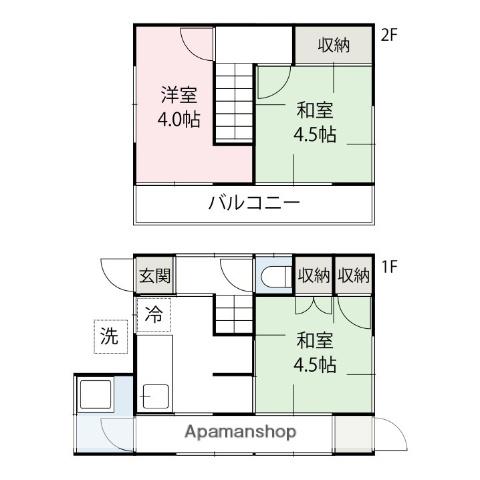 上越線 群馬総社駅 徒歩54分 2階建 築58年(3K)の間取り写真