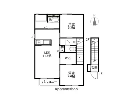 SQUARE・Ⅰ(2LDK/2階)の間取り写真