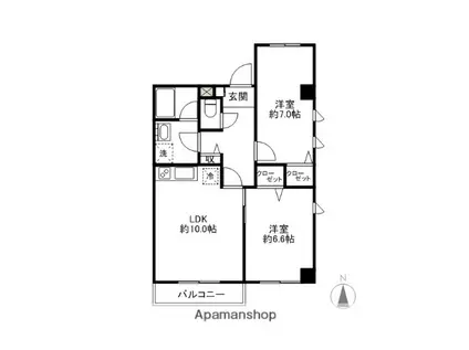 千代田シティハウス(2LDK/6階)の間取り写真