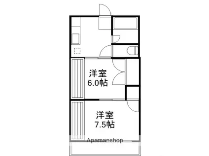 荒牧ハイツ(2K/1階)の間取り写真