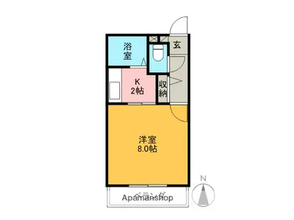 プリモ川曲(1K/1階)の間取り写真