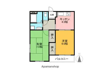 ハイツクレイン(2K/2階)の間取り写真