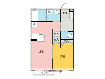 レジュウィールアン(1LDK/1階)の間取り写真