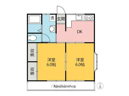パークハイツ(2DK/1階)の間取り写真