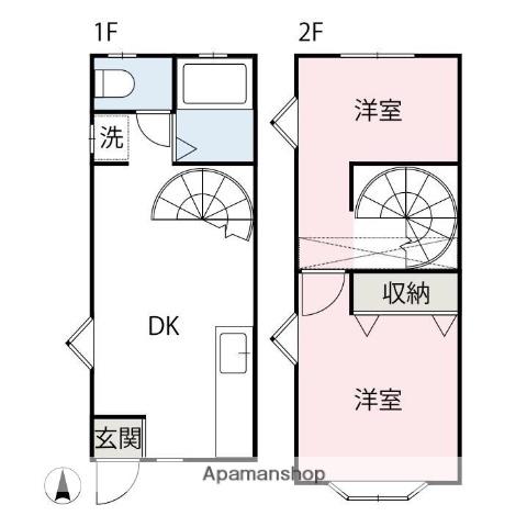 アリーブ国定D(2DK/1階)の間取り写真