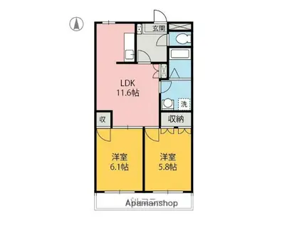 トレイン(2LDK/2階)の間取り写真