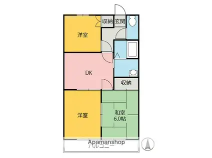 第2エマハイツ(3DK/2階)の間取り写真