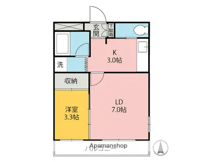 グランドパレス(1LDK/3階)の間取り写真