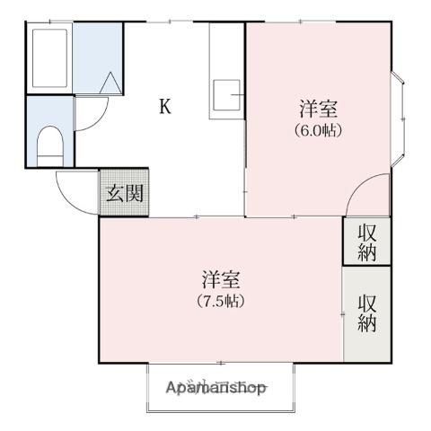 阪東ヒルズAB(2K/1階)の間取り写真