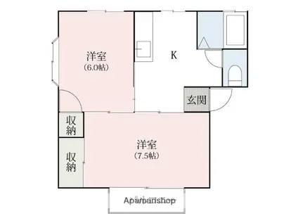 阪東ヒルズAB(2K/1階)の間取り写真