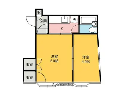 コロンバスハイツ(2K/2階)の間取り写真