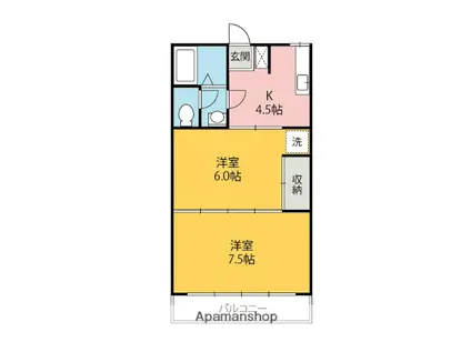 K・Iハイツ(2K/1階)の間取り写真