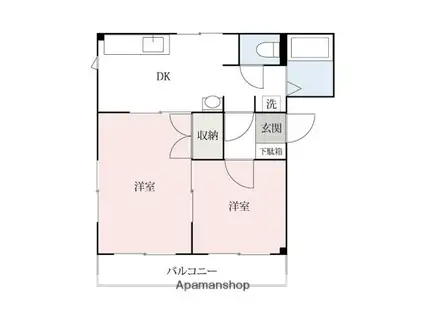 コーポラスアゼリア(2DK/2階)の間取り写真