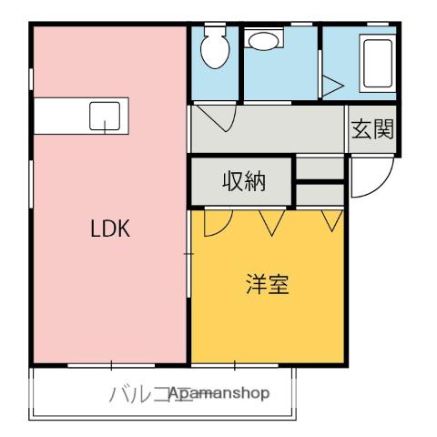 ユーガイアⅡ(1LDK/1階)の間取り写真