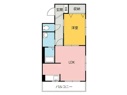 ヴァンヴェスト(1LDK/2階)の間取り写真