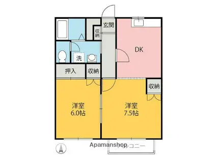 エクセレントハイツ(2DK/2階)の間取り写真