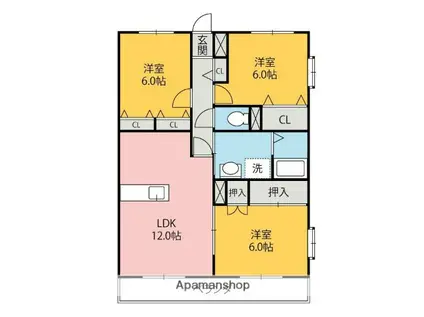 ベルエアコート(3LDK/1階)の間取り写真