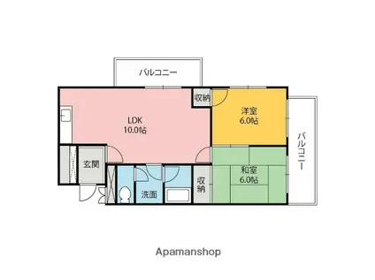 中央ビル(2LDK/7階)の間取り写真