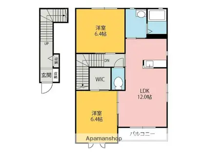 クラヴィエコスモ上泉 壱番館・弐番館(2LDK/2階)の間取り写真