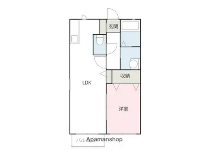 ディアコートCD(1LDK/1階)の間取り写真