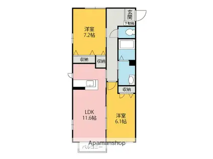 シルフィード(2LDK/1階)の間取り写真