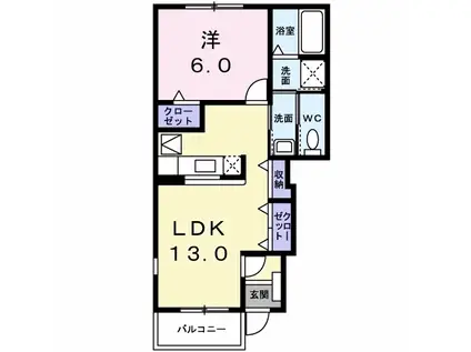 ミユマ・パレスA(1LDK/1階)の間取り写真