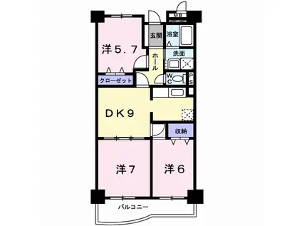 カレント(3DK/6階)の間取り写真