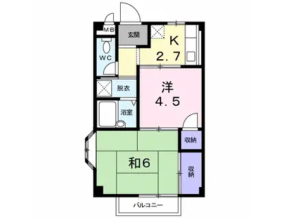 パークサイドA(2K/2階)の間取り写真
