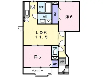 カーサコーモダA(2LDK/1階)の間取り写真