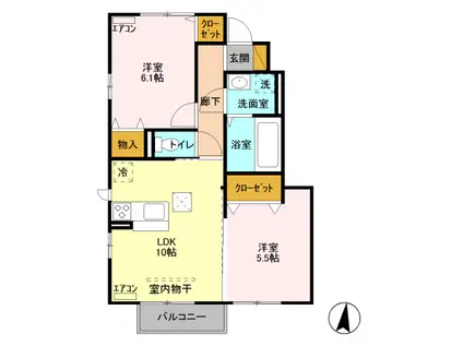 メゾン ボヌールI(2LDK/1階)の間取り写真
