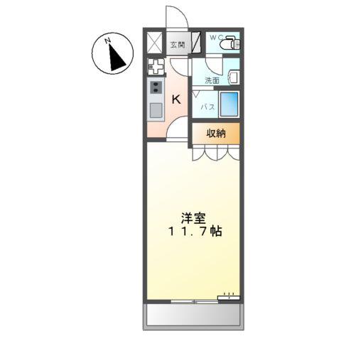 エレガンスⅠ(1K/2階)の間取り写真
