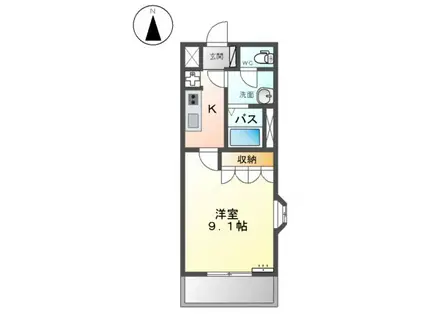 ハッピーオウル(1K/2階)の間取り写真