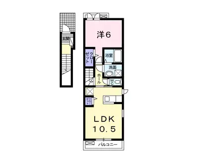 シンフォニー(1LDK/2階)の間取り写真